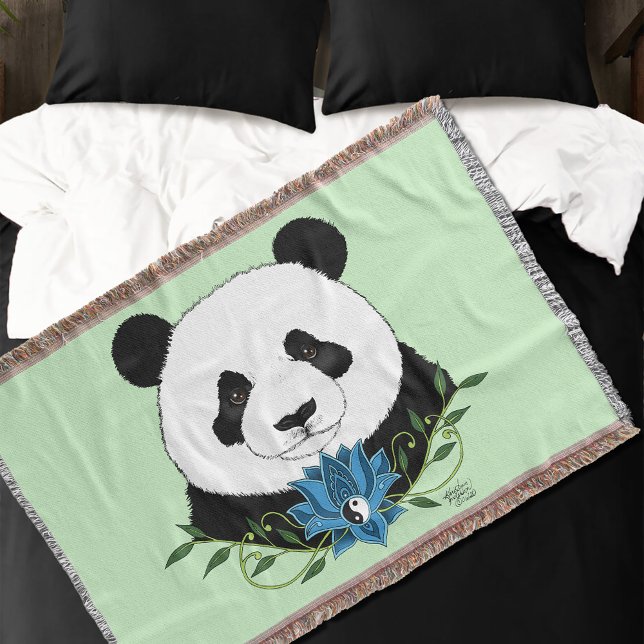 Panda Bear Lotus Blume Blue Decke (Von Creator hochgeladen)