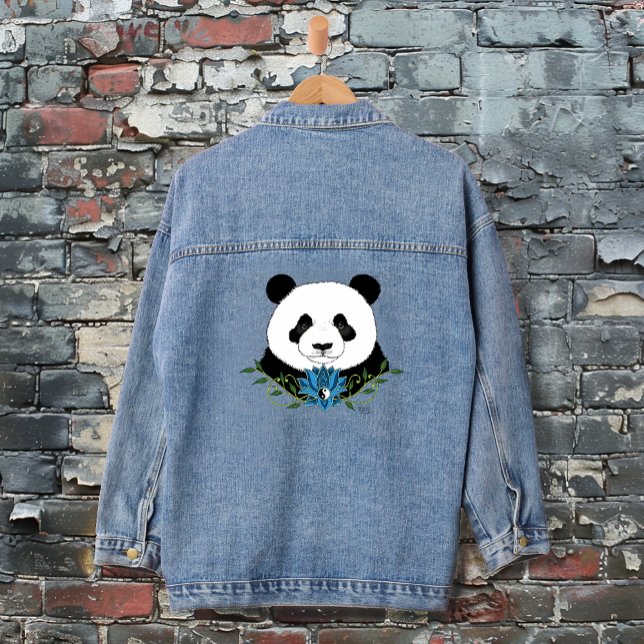 Panda Bear Lotus Blume Blue Jeansjacke (Von Creator hochgeladen)