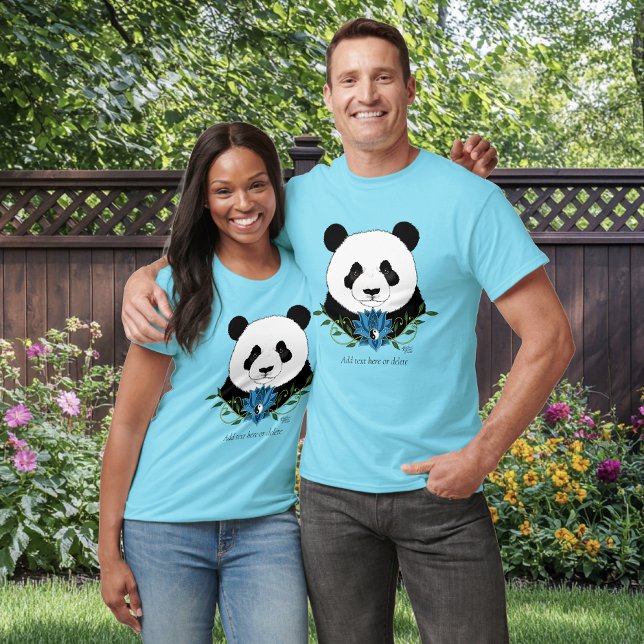 Panda Bear Lotus Blume Blue T-Shirt (Von Creator hochgeladen)