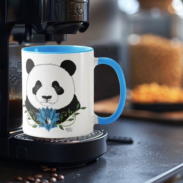 Panda Bear Lotus Blume Blue Tasse (Von Creator hochgeladen)