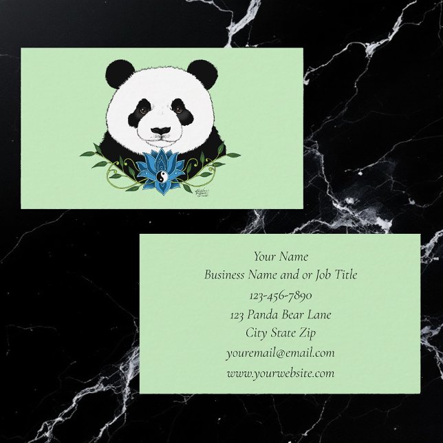 Panda Bear Lotus Blume Blue Visitenkarte (Von Creator hochgeladen)