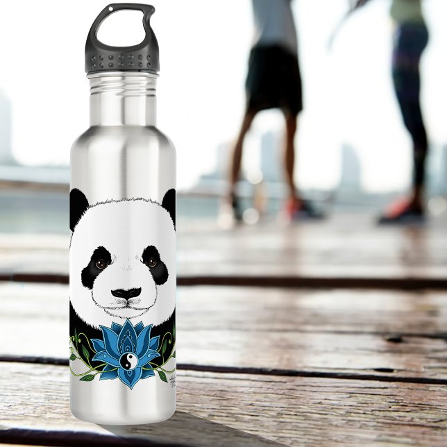 Panda Bear Lotus Blume Edelstahlflasche (Von Creator hochgeladen)
