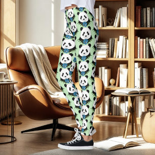 Panda Bear Lotus Blume Leggings
