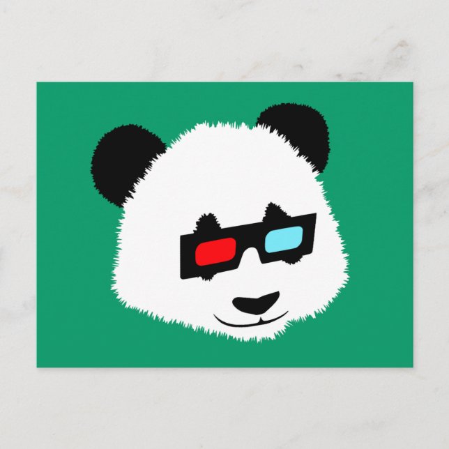 Panda Bear mit 3D-Brille Postkarte (Vorderseite)