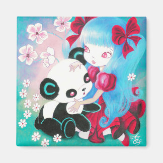Panda Bear mit Kawaii Girl Magnet