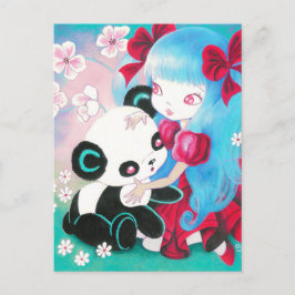 Panda Bear mit Kawaii Girl Postkarte