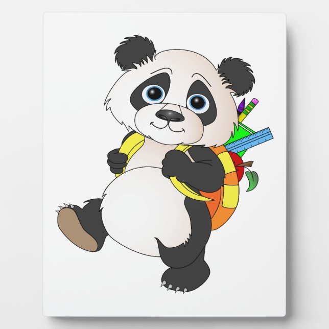 Panda Bear mit Rucksack Fotoplatte (Vorderseite)