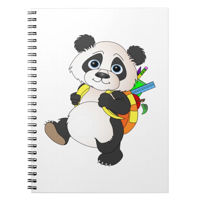 Panda Bear mit Rucksack Notizblock (Vorderseite)
