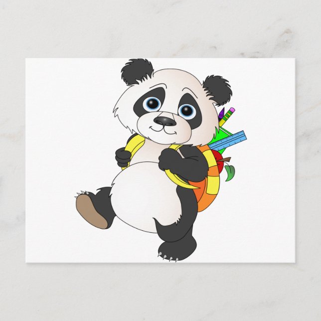 Panda Bear mit Rucksack Postkarte (Vorderseite)
