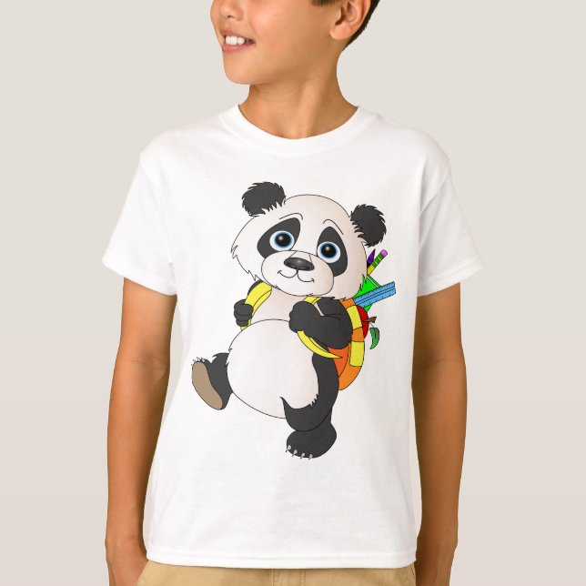 Panda Bear mit Rucksack T-Shirt (Vorderseite)