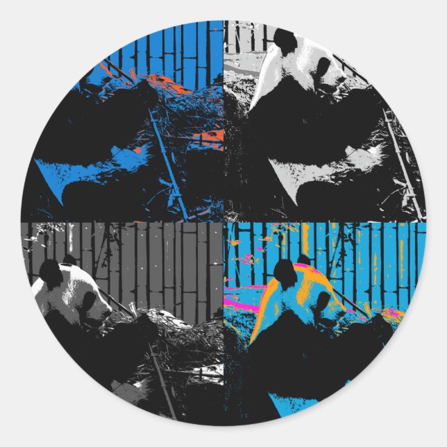 Panda Bear Multipanel Modernes Design Runder Aufkleber (Vorderseite)