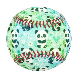 Panda Bear Muster Green Print Baseball