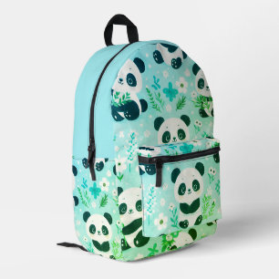 Panda Bear Muster Green Print Bedruckter Rucksack