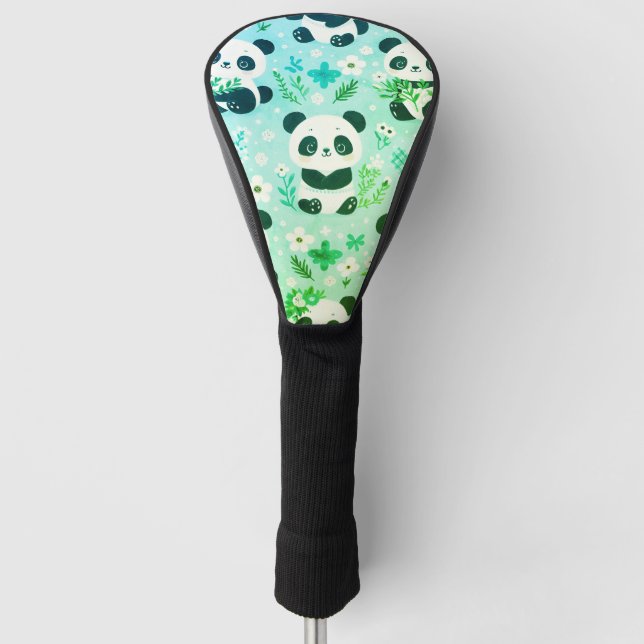 Panda Bear Muster Green Print Golf Headcover (Vorderseite)