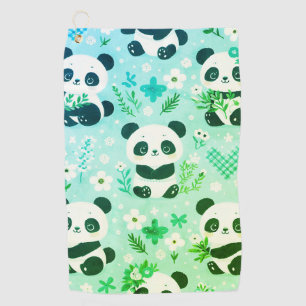 Panda Bear Muster Green Print Golfhandtuch