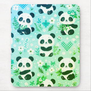 Panda Bear Muster Green Print Mousepad