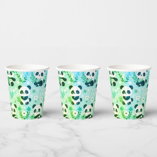 Panda Bear Muster Green Print Pappbecher (Multi)