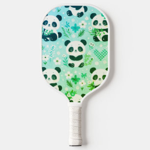 Panda Bear Muster Green Print Pickleball Schläger