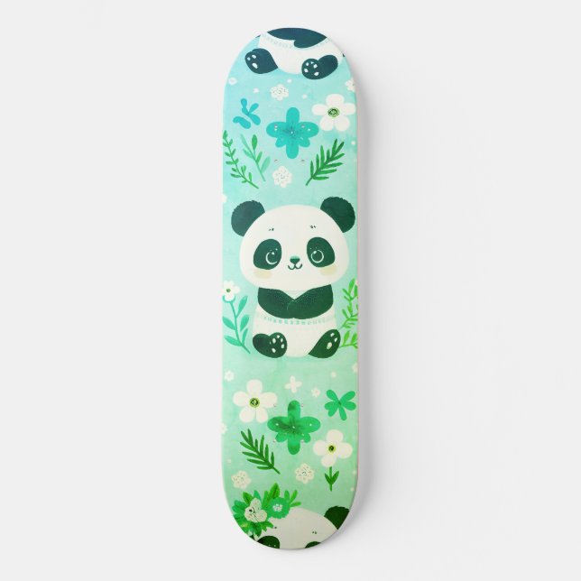 Panda Bear Muster Green Print Skateboard (Vorderseite)