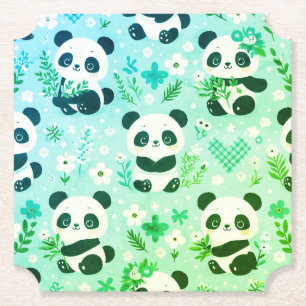 Panda Bear Muster Green Print Untersetzer