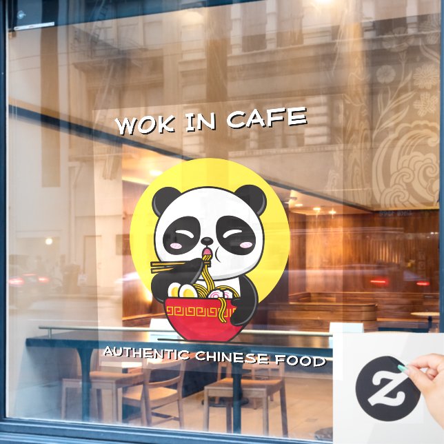 Panda Bear Noodles Chinesisches Restaurant individ Fensteraufkleber (Café-Fenster)