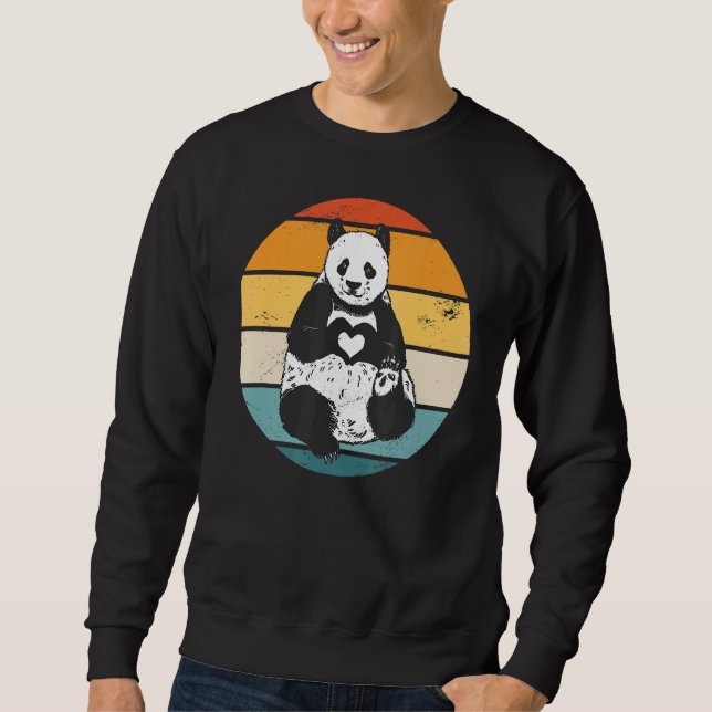 Panda Bear Pandas Animal Retro Sunset 1 Sweatshirt (Vorderseite)
