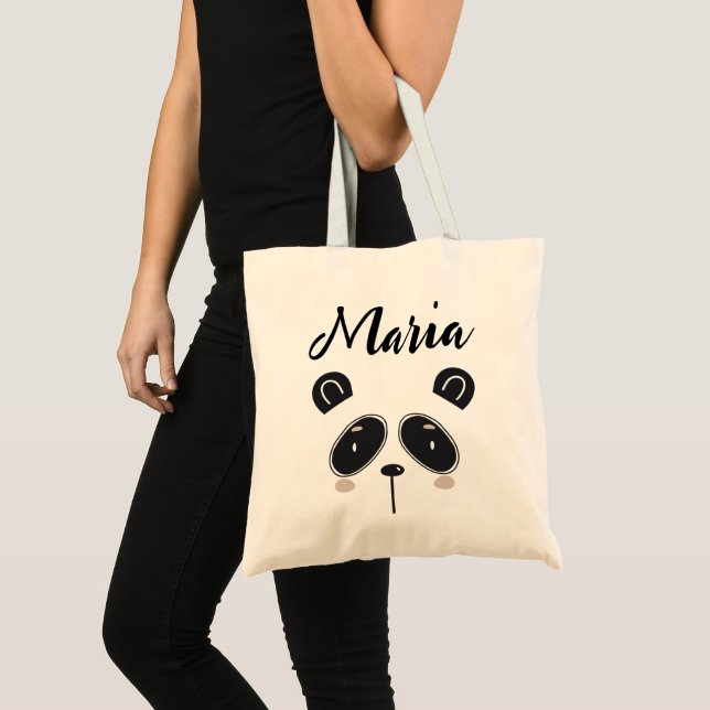 Panda Bear Personalisiert Tote Bag Niedlich Modern Tragetasche (Vorderseite (Produkt))