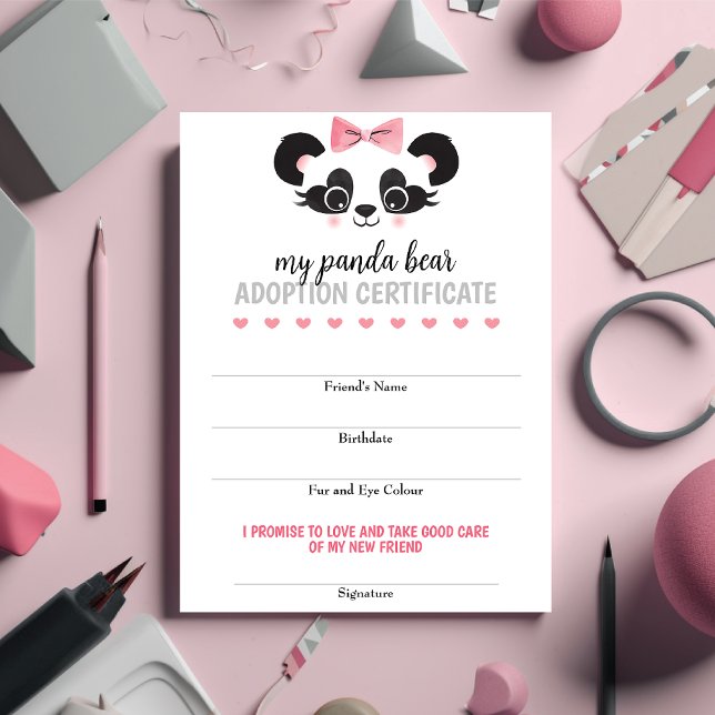 Panda Bear Pink Adoptiere eine Animal Friend Game  Begleitkarte (Von Creator hochgeladen)