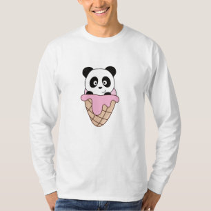 Panda Bear Pink Ice Creme Waffeln Niedliche Tiere T-Shirt