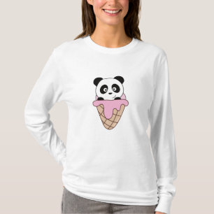Panda Bear Pink Ice Creme Waffeln Niedliche Tiere T-Shirt