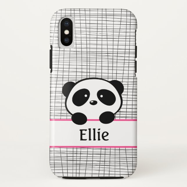 Panda Bear Pink und Black Girl Animal Monogram Case-Mate iPhone Hülle (Rückseite)