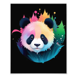 Panda Bear Portrait Forest Paint Splash Logo Fotodruck