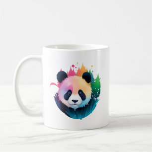 Panda Bear Portrait Forest Paint Splash Logo Kaffeetasse