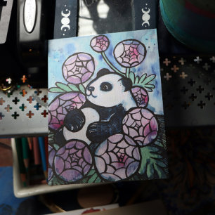 Panda Bear Purple Blumen Naturliebhaber Postkarte