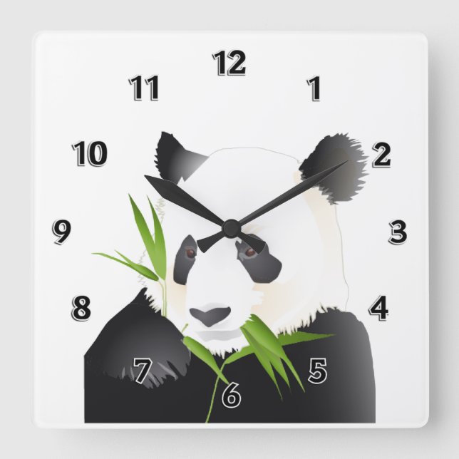 Panda Bear Quadratische Wanduhr (Vorderseite)