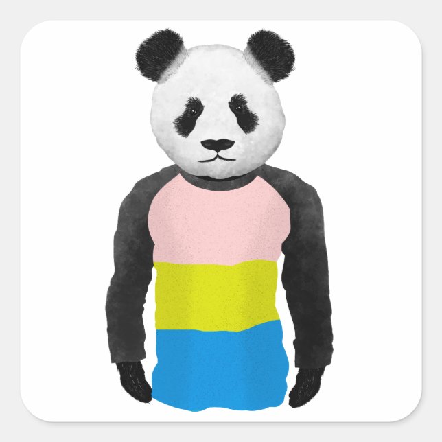 Panda Bear Quadratischer Aufkleber (Vorderseite)
