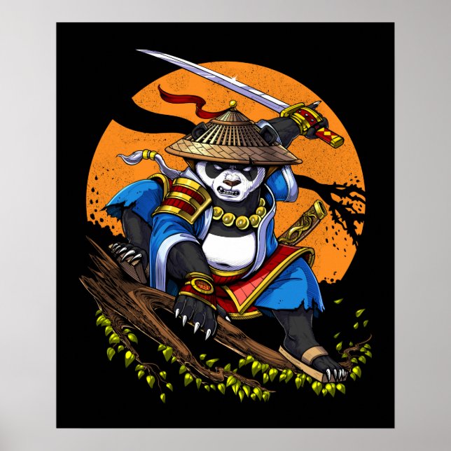 Panda Bear Samurai Ninja Poster (Vorne)