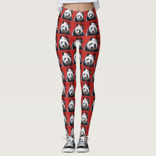 Panda Bear Santa Claus Leggings