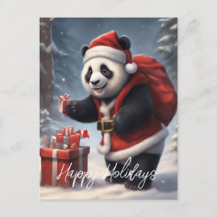 Panda Bear Santa Feiertagspostkarte