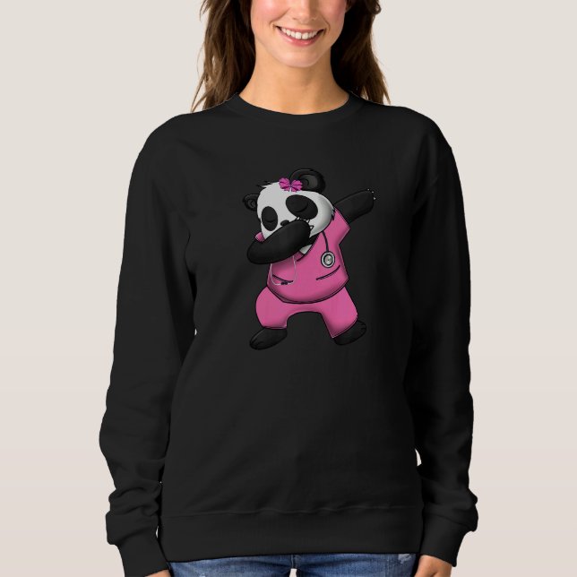 Panda Bear Scrub Anzug Dabbing Girl Liebe Phantast Sweatshirt (Vorderseite)