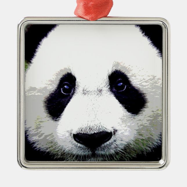 Panda Bear Silbernes Ornament (Vorne)