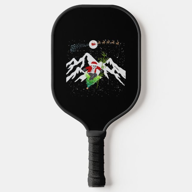 Panda Bear Skifahren Weihnachtsbaum Santa Reindeer Pickleball Schläger (Vorderseite)