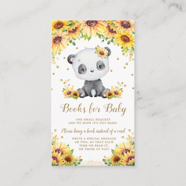 Panda Bear Sonnenblume Baby Dusche bringen Sie ein Begleitkarte (Vorderseite)