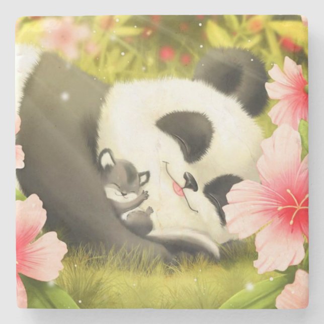 Panda Bear Steinuntersetzer (Vorderseite)