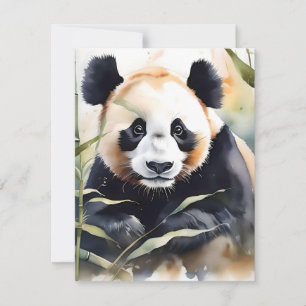Panda Bear Study E - Wasserfarben Feiertagskarte