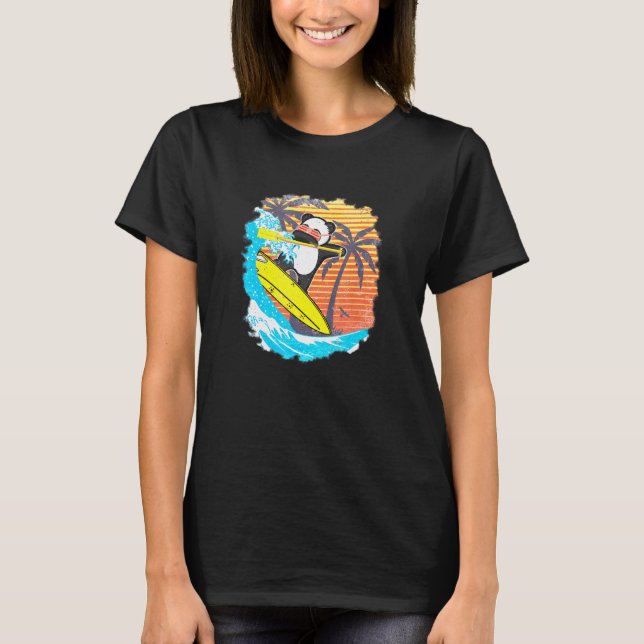 Panda Bear Surfbrett Sup Paddeln T-Shirt (Vorderseite)