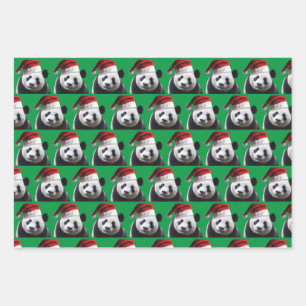 Panda Bear trägt zu Weihnachten einen Weihnachtshu Geschenkpapier Set