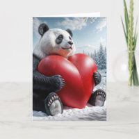 Panda Bear umarmt ein großes rotes Herz