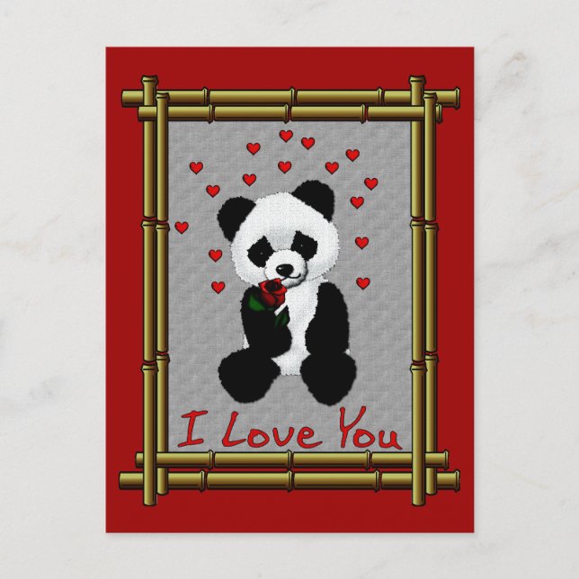 Panda Bear Valentine Feiertagspostkarte (Vorderseite)