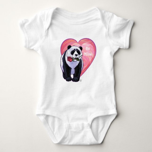 Panda Bear Valentine's Day Baby Strampler (Vorderseite)